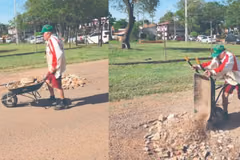 Jubilado tapa baches desde hace 20 años en Concepción con su carretilla