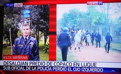 Policía pierde un ojo en violento desalojo