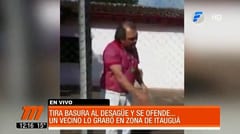 Hombre que arrojó basura a canal se enfurece al ser escrachado