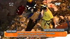 Hombre cae a zanja de siete metros y se fractura la pierna