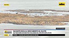 Bajante del río deja al descubierto un islote formado por rocas volcánicas
