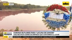 Vecinos protestan en la laguna Cerro con corona de flores