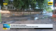 Raudal deja calles destrozadas en Asunción y Lambaré