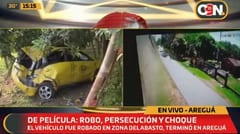 Persecución atraviesa tres ciudades y termina en vuelco