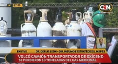 10 toneladas de oxígeno se pierden a causa de vuelco de camión