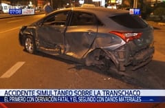 Cruce de luz roja genera choque sobra Transchaco