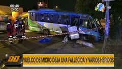 Mujer muere tras vuelco de bus