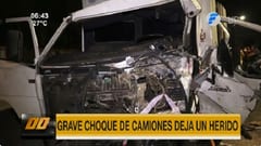 Choque entre camiones deja un conductor con fracturas