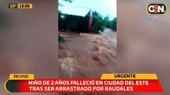 Niña de dos años muere tras ser arrastrada por el raudal