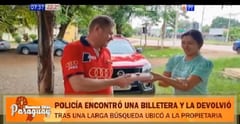 Policía devuelve billetera hallada en la ruta