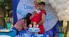 Con la ‘panza’ puesta, un papá brilló en el baby shower mientras su esposa era internada