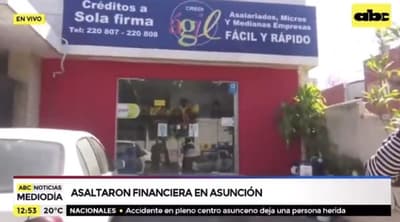 Asaltan financiera ubicada a pocos metros de comisaría en Asunción
