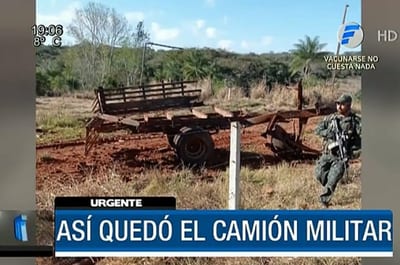 Camión que sufrió atentado quedó destruido