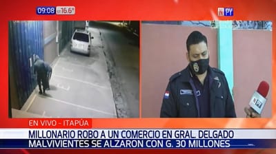 Delincuentes se llevan G. 30 millones de comercio en General Delgado