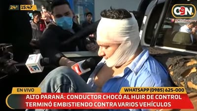 Conductor huye de control policial e impacta contra varios vehículos