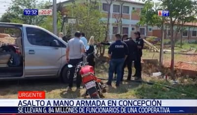Delincuentes asaltan a funcionarios de cooperativa y se llevan G. 84 millones