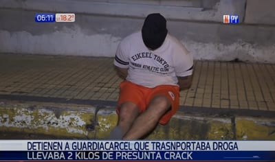 Detienen a guardiacárcel con dos kilos de cocaína tipo crack