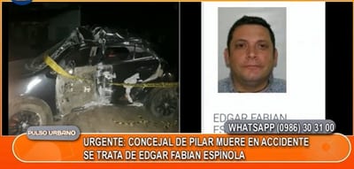 Concejal pilarense muere en accidente vehicular