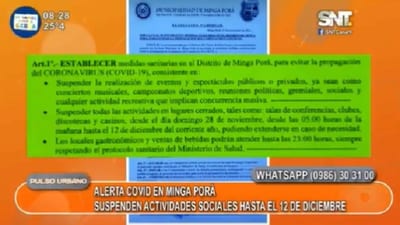 Municipalidad de Minga Porã suspende actividades sociales por aumento de casos