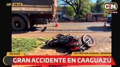 Motociclista muere arrollado por camión en Caaguazú