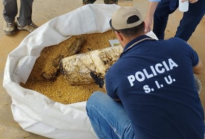Hallan más de una tonelada de cocaína en carga de soja 