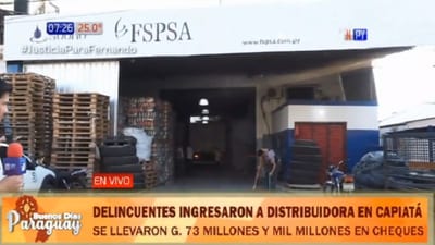 Denuncian robo de G. 73 millones a distribuidora en Capiatá