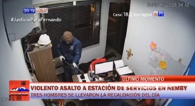 Delincuentes se llevan G. 73 millones en asalto a servicentro