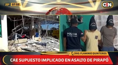 Capturan a sospechosos de asalto a entidad bancaria de Pirapó