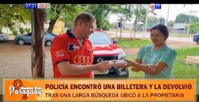 Policía devuelve billetera hallada en la ruta