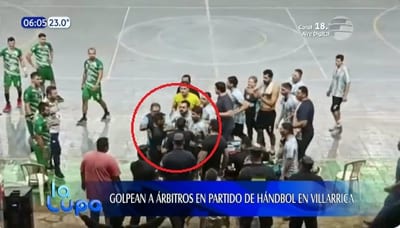 Jugadores de hándbol atacan a golpes a árbitros en Villarrica