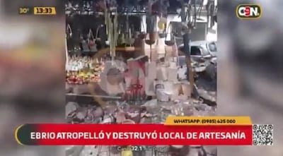 Hombre choca contra local y destruye artesanías en Areguá, reportan