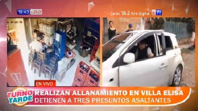 Detienen a tres sospechosos de asaltar comercios en Villa Elisa