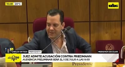 Juez admite imputación en contra del senador Rodolfo Friedmann