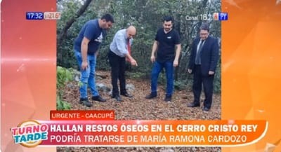 Hallan restos óseos en cerro de Caacupé y no descartan que se trate de mujer desaparecida