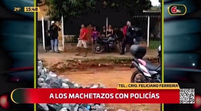 Hombre amenaza con machete a vecinos y policías en Luque