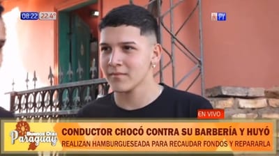 Joven realiza hamburgueseada luego de que conductor choque contra su barbería