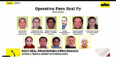 Operación “Pavo Real”: Disponen prisión y arresto domiciliario para 12 imputados
