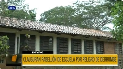 Pabellón de escuela clausurado hace más de un año por peligro de derrumbe