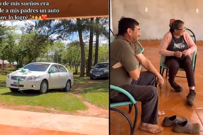 Paraguaya en España regaló un auto a sus padres y los emocionó