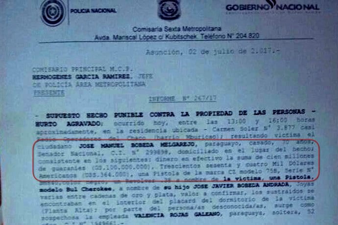 Se llevaron más de G. 2.000 millones de la casa de senador