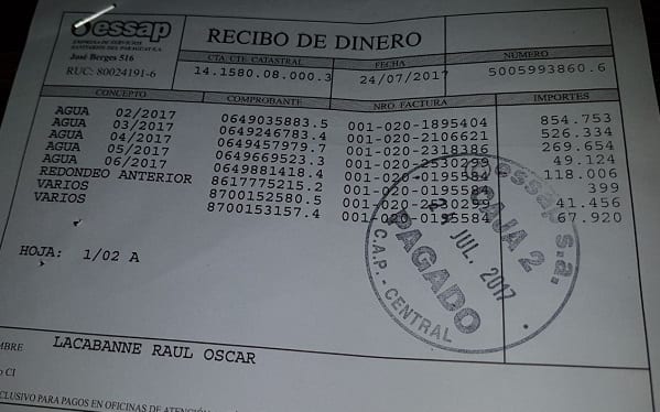 Paga factura de casi G. 2.000.000 a la ESSAP