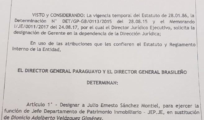 Itaipú: Destituyen a hijo de Velázquez
