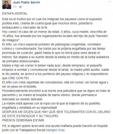 Denuncian engaño del profeta Joshua