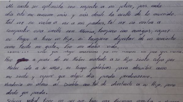 Asesino envió carta a madre de víctima
