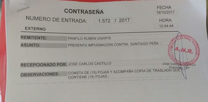 Presentan impugnación contra Peña