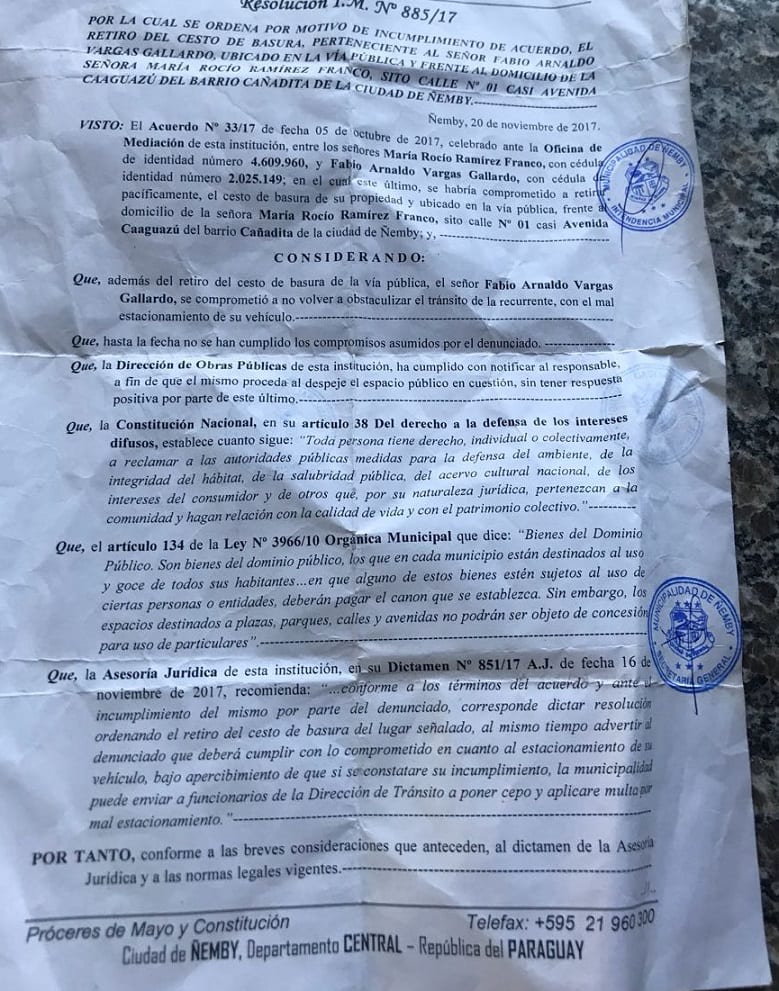 Mujer denuncia inacción de la Municipalidad de Ñemby