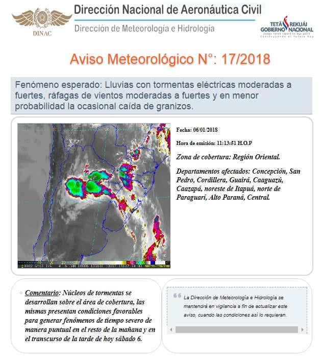 Lluvias con tormentas eléctricas para la región Oriental