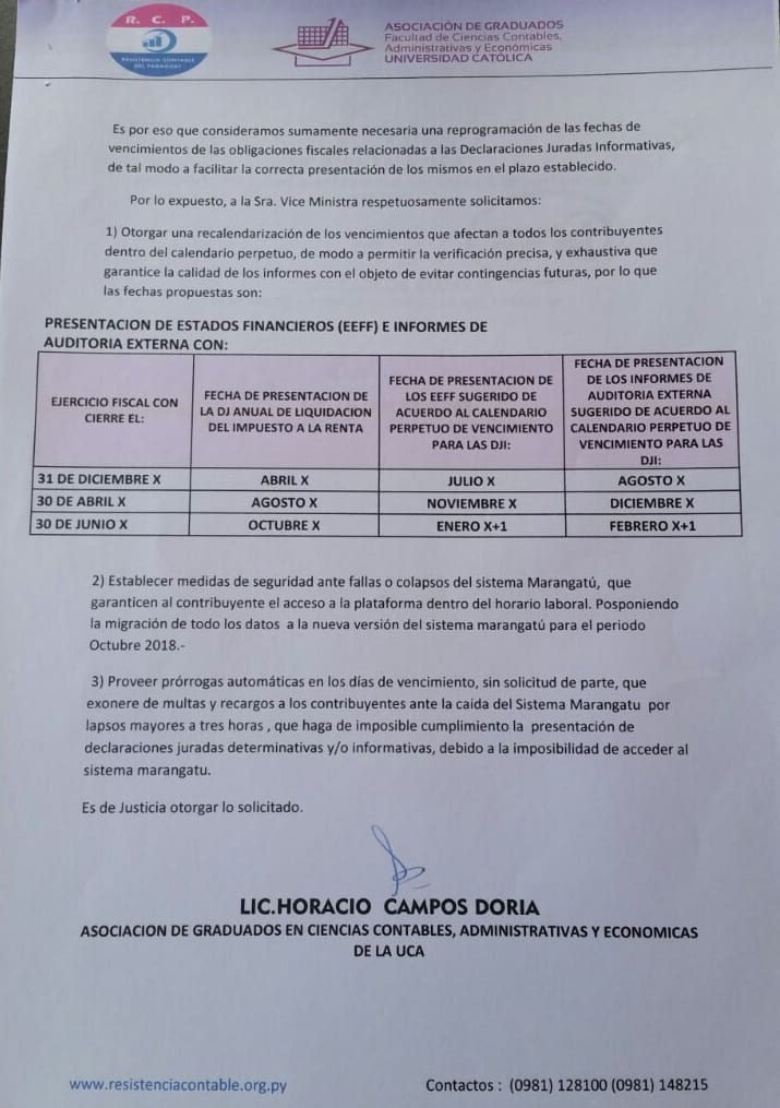 Solicitan a la SET el cambio de fecha de vencimientos