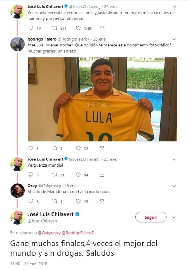 Maradona dispara contra el Chila y lo trata de gordo