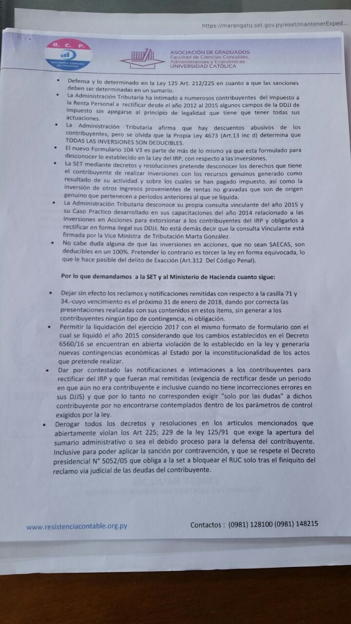 Contadores piden mesa de diálogo ante abusos de la SET
